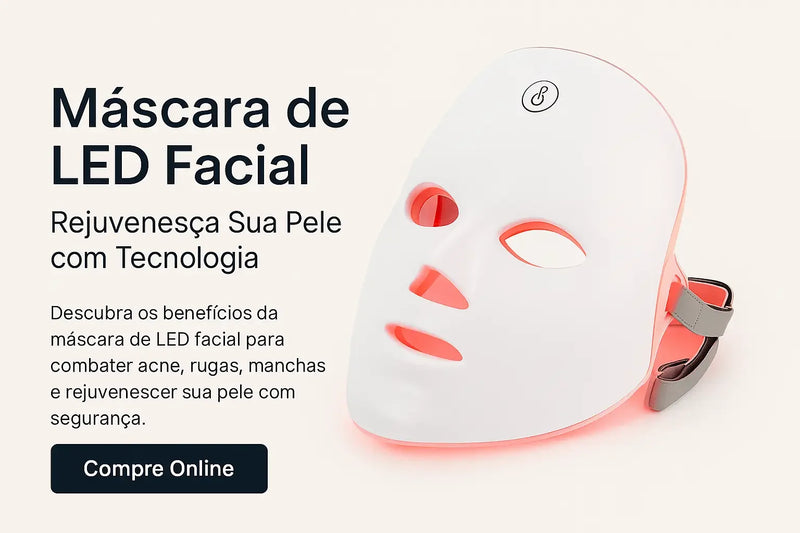 Descubra os benefícios da máscara de LED facial para combater acne, rugas, manchas e rejuvenescer sua pele com segurança. Compre online na Arquitetura da Saúde.