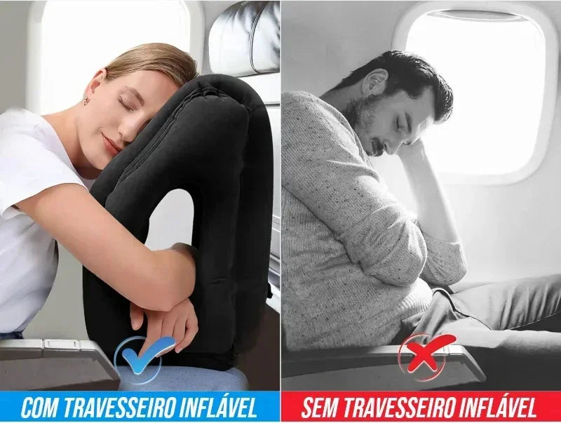 Travesseiro Inflável Ergonômico para Viagem