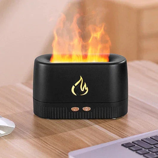 Umidificador de Ar Ultrassônico com Luz LED Chama e Aromaterapia