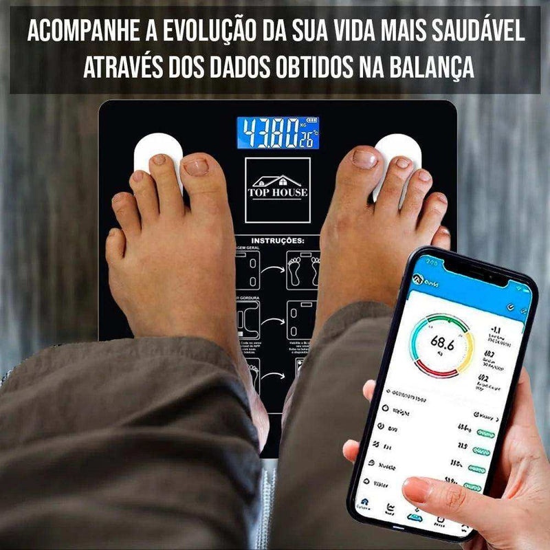 Balança Digital Corporal Bioimpedância Com Bluetooth e Aplicativo - Arquitetura da Saúde