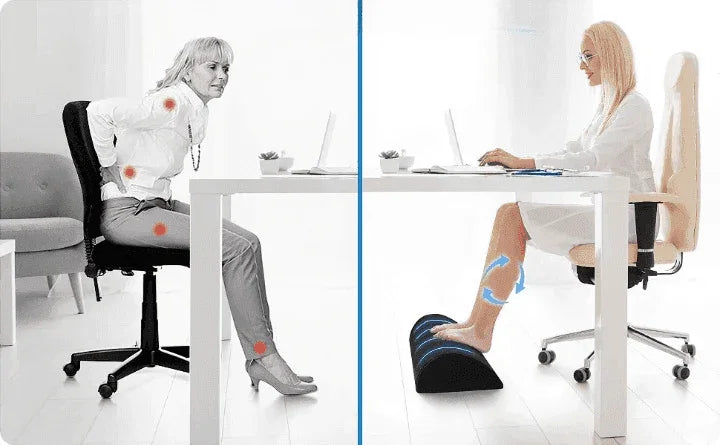 Descanso para Pés Ergonômico - Alívio de Fadiga para Escritório - Arquitetura da Saúde