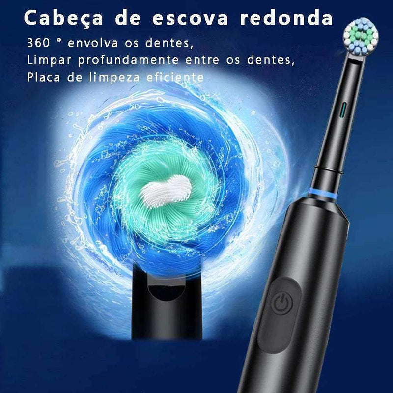 Escova de Dente Elétrica Rotativa Recarregável | Limpeza Profunda