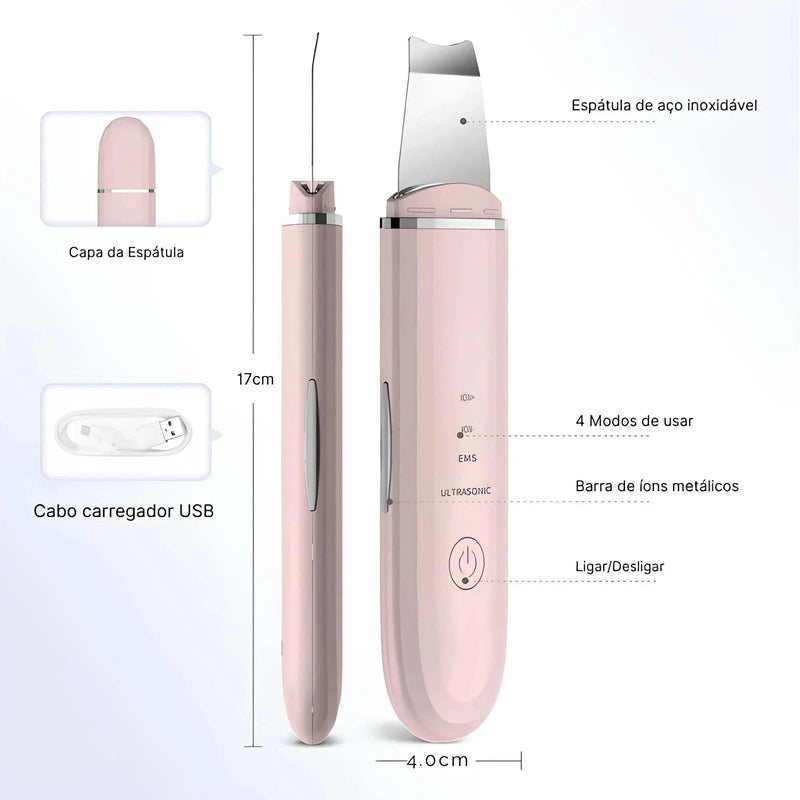 Peeling Esfoliante Ultrassônico Limpeza Facial e Removedor de Cravos